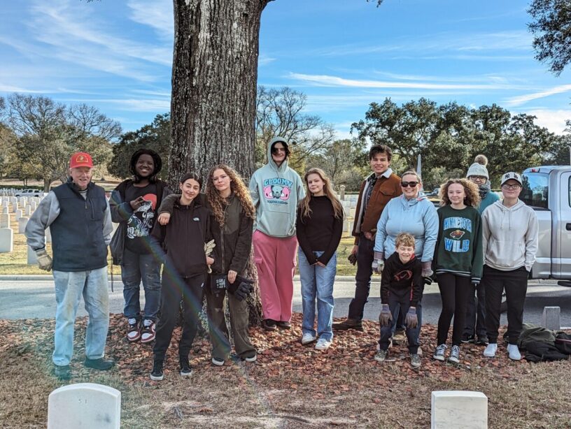 PSC Charter Academy Interact Club students pictured at the Pensacola NAS military base cemetery