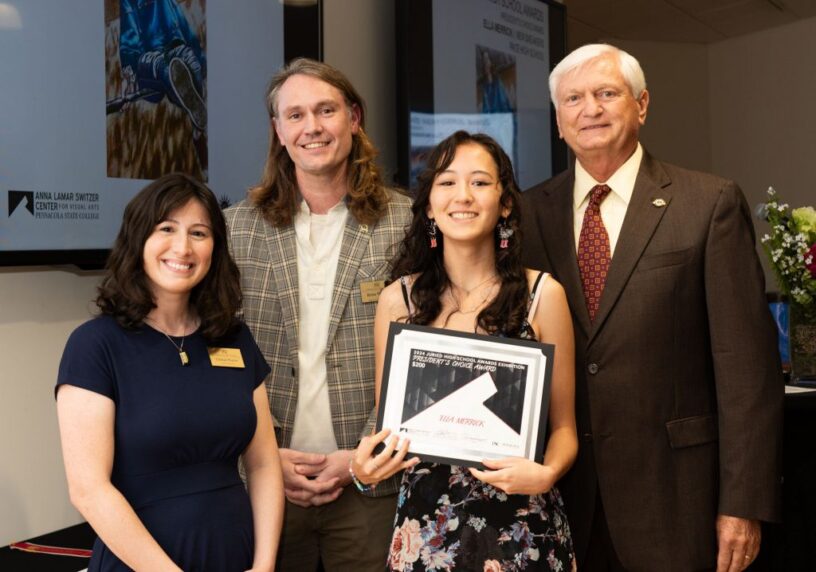 Ella Merrick, Pace High school student, pictured with Dr. Ed Meadows and PSC faculty