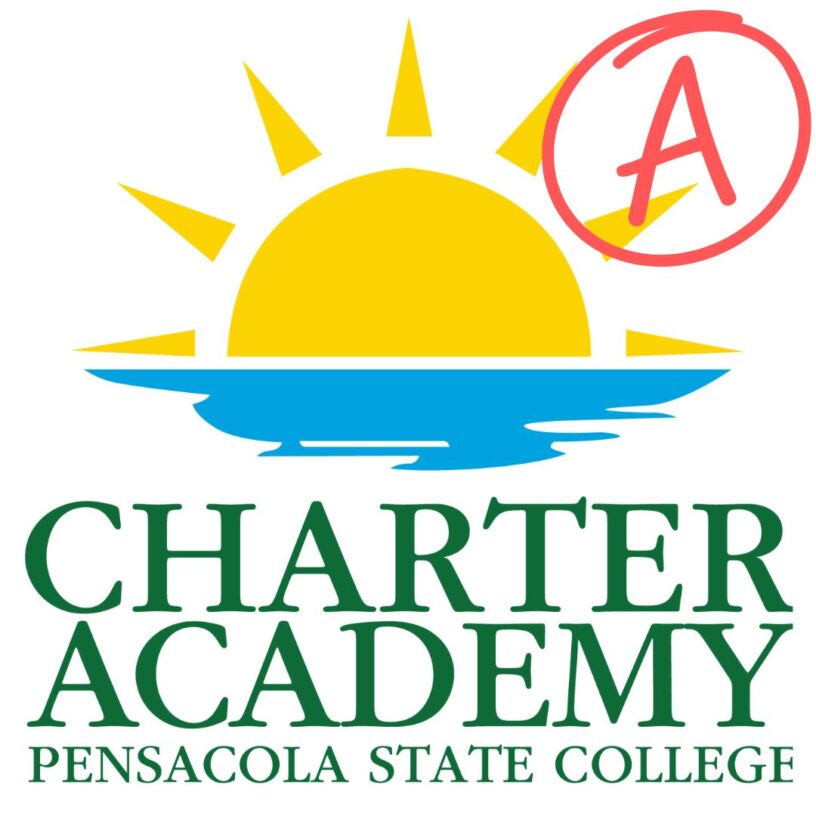 Decorated graphic of the PSC Charter Academy logo graphic with a red "A"