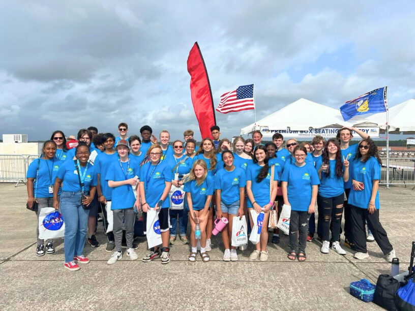 Pensacola State College Charter Academy students pictured on the Pensacola NAS military airfield