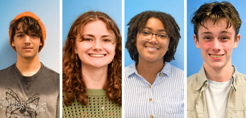 Individual portraits of Adal Deycard, Abigail Hrabar, Olivia Underwood, and Alexander Jeffries