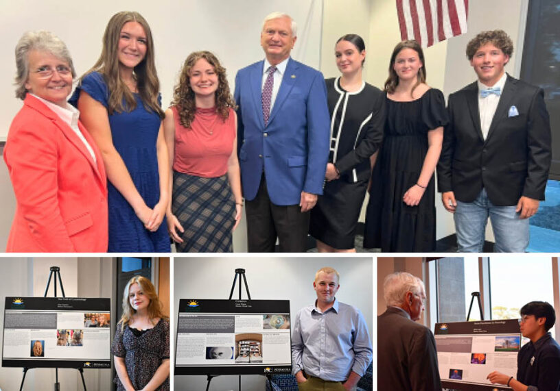 Decorative collage of PSC Charter Academy class of 2025 and leaders during the Senior Symposium